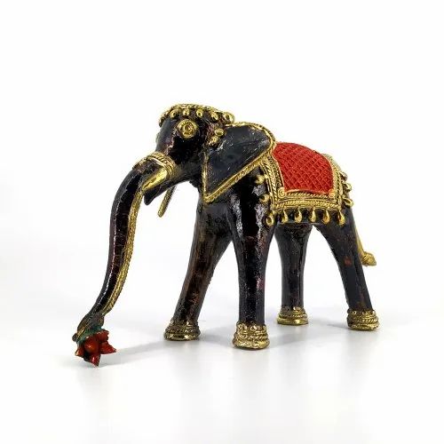 Multicolor Brass Elephant Statue, For Interior Decor