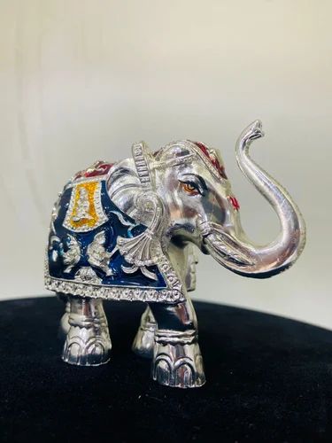 Zzuri Elephant Up 3 Inches Silver & Blue & Red