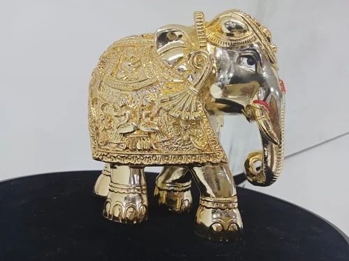 Golden Zzuri Elephant Down 3 Inches Gold, For Interior Decor