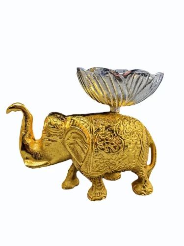 Elephant Gold With Silver Bowl