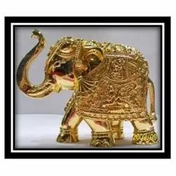 Golden Metal Gold Plated Elephant, Size/Dimension: 6.5 Cm, for Interior Decor