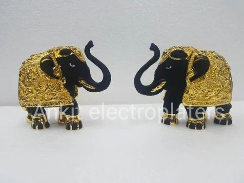 Resin Gold Plated Elephant Statue, Size/Dimension: 3 Inches