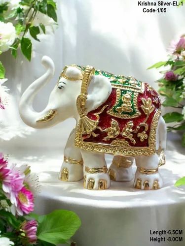 Golden Resin Gold Plated Elephant Statue, For Interior Decor