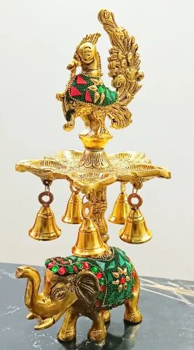 Golden Gold Plated Decorative Elephant Statue, For Exterior Decor