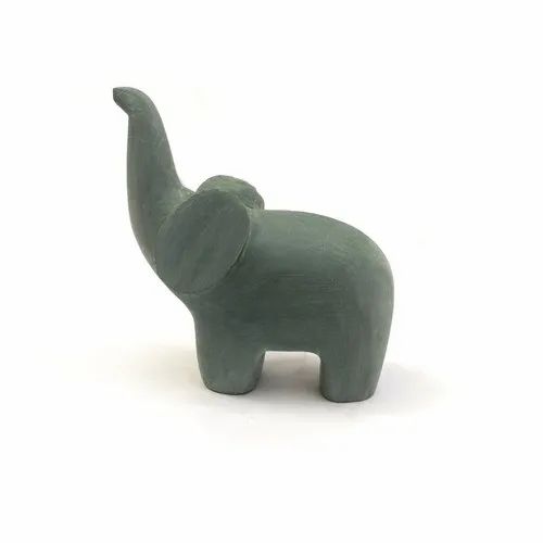 Very Small and Cute Grey Soapstone Paleva Stone Elephant handmade and hand carved Trunk Up design
