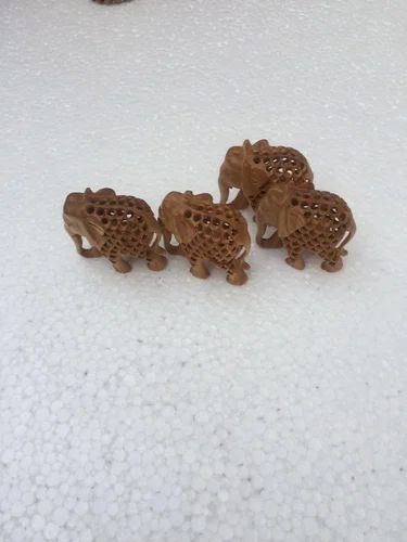 Traditional Saddle Brown Sandalwood Undercut Elephant, For Home Decor