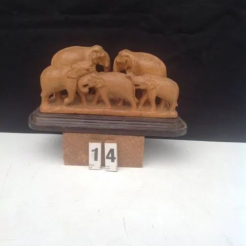 Standing Polished Sandalwood Elephant Group 3