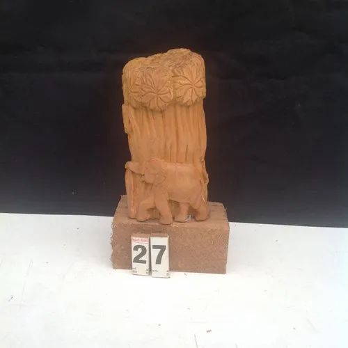 Skin White Rectangle Sandal Wood Elephant Under The Tree 5"