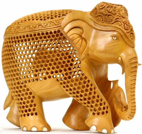 Brown Special Work Wooden Jaali Elephant, For Decoration