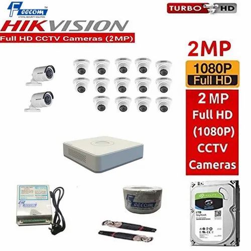 FEECOM Hikvision 2-MP Full HD DVR 16-CH with Dome Camera 2-MP & Bullet Camera 2-MP 2-TB HDD KIT