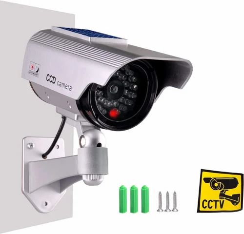 Silver Dummy Fake Security Outdoor Waterproof Camera with Flash LED
