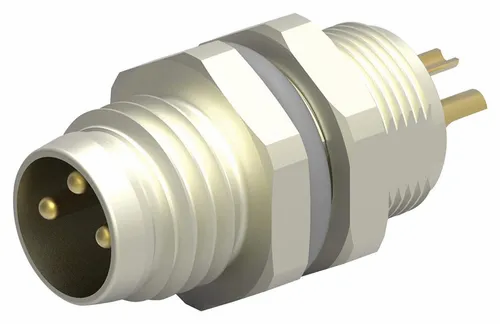 Male/Plug Metal M8 3Pin Male Panel Mount Connector, For Sensor