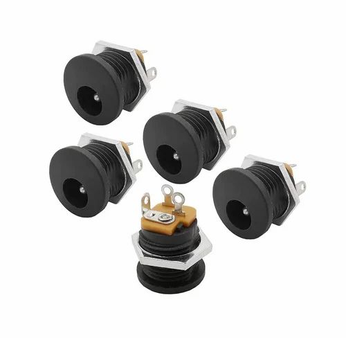CentIot - DC Jack Male Socket Connector - Round Panel Chasis Mount 12V 3A (Front Thread Center pin 2