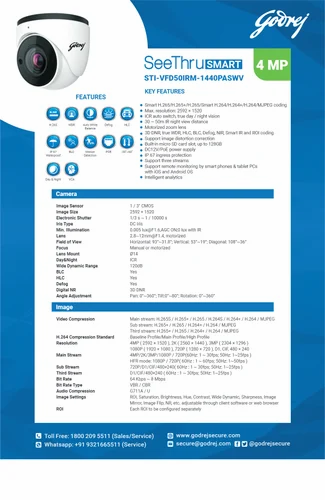 Godrej STI-VFD50IRM-1440PASWV 4mp Varifocal Dome Camera