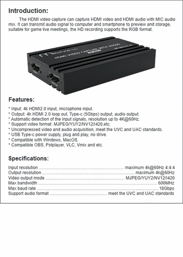 Milestone HDMI Video Capture Card