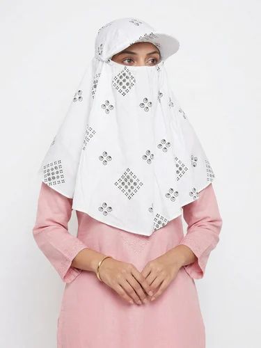 PURE COTTON Rotary Print Stripes Scarf WITH CAP