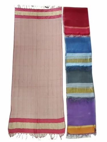 Party Wear Cream Ladies Plain Silk Stole