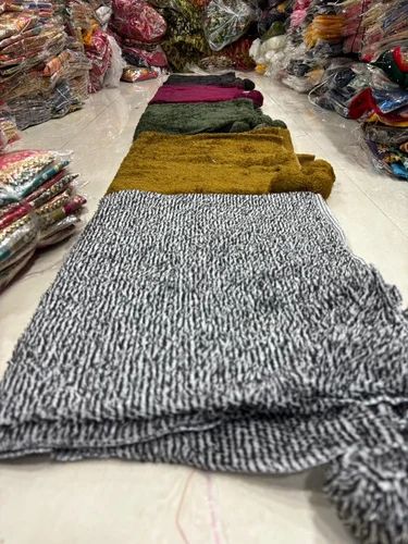 Fur Stole with Pom Pom Border