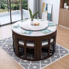 Foldable Round Dining Table With Marble Top