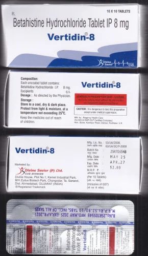 8mg Vertidin Betahistine Dihydrochloride Tablets