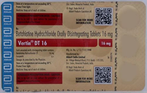 VERTIN 16MG DT Betahistine Dihydrochloride Tablet