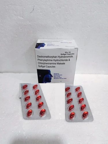 OWN Dextromethorphan Phenylephrine Cpm Softgel capsule, For Hospital, Packaging Type: 10*10