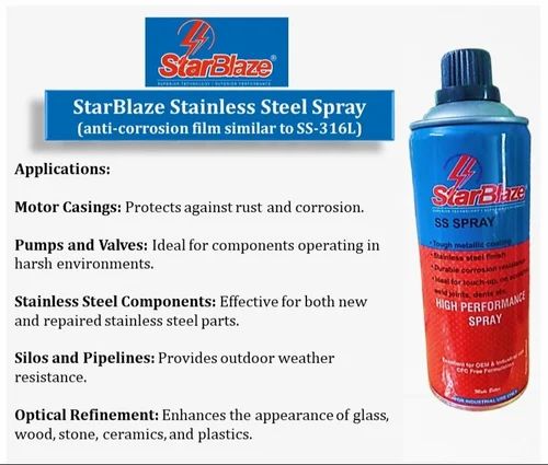 StarBlaze Stainless Steel Spray (anti-corrosion film similar to SS-316L) 400 ml (Pack Of 2)