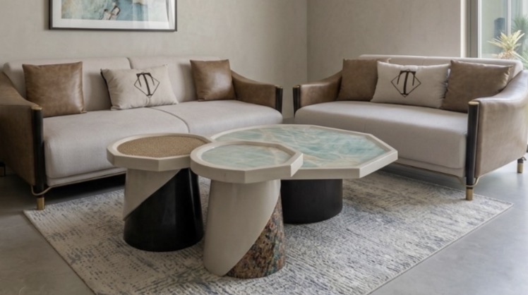 Modern Mixed-Material Sofa Set