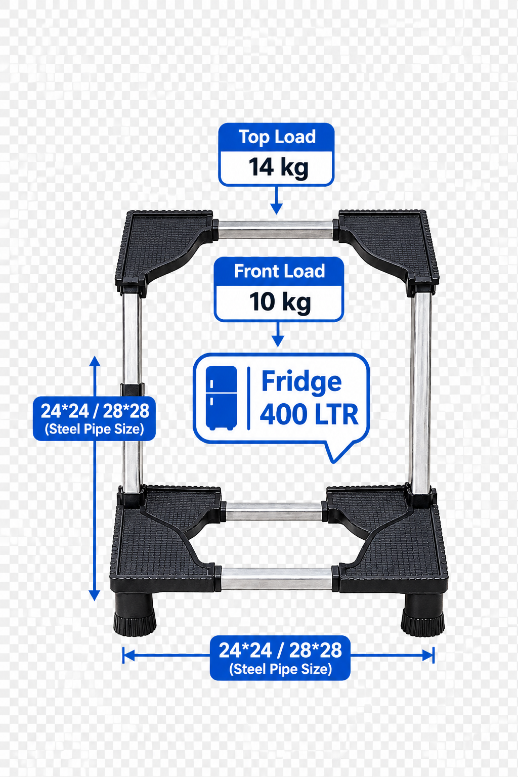 Heavy-Duty Steel Pipe Refrigerator Stand – 400 LTR
