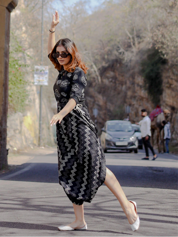 Black Dhoti Style Cotton Jumpsuit