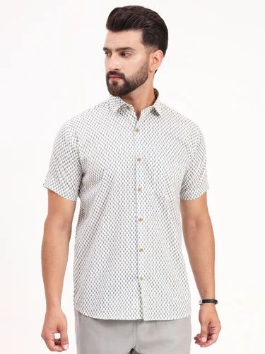 MILLENNIAL MEN White Paisley Printed Half Sleeves Shirt