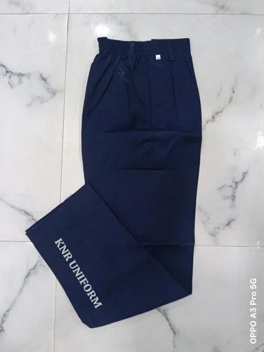 Polycotton Navy Blue Formal Elastic Pant