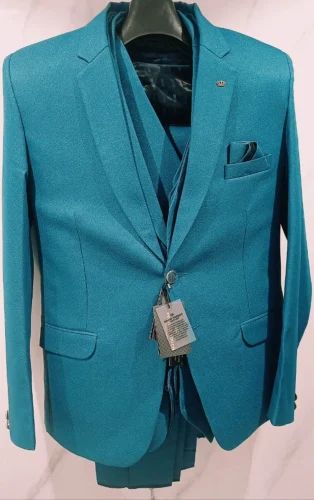 Single Breasted Sea Green Men Blazer Pant Set