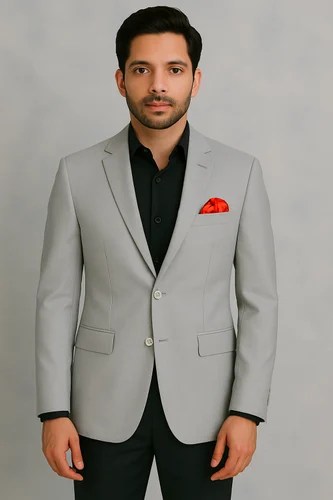Men's Textured Grey Blazer Modern Stylish Versatile Formal & Party Wear
