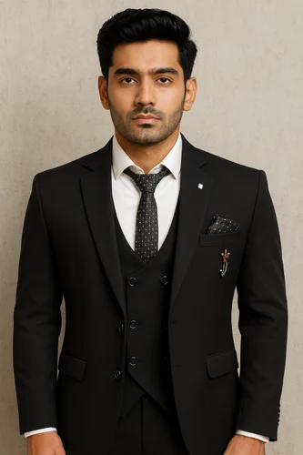 Mens Black Slim Fit 3 Piece Suit Blazer