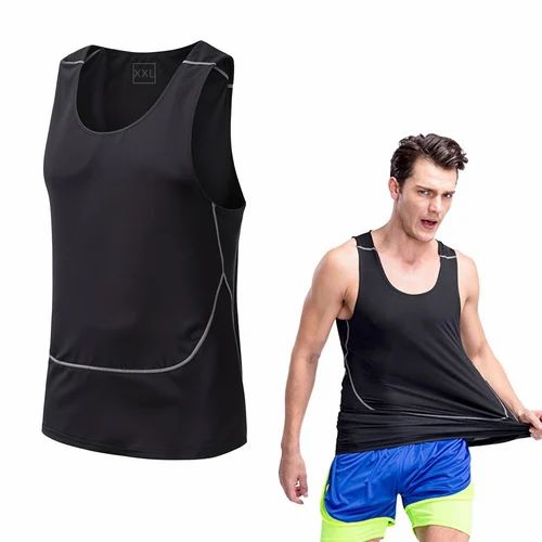 Men Gym Tank Top Quick Dry Ultra Slim Training Shirt Sleeveless Tee Running 2XL Black B0DW8KG2HT