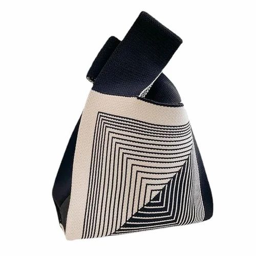 Small Handbags for Women Casual Tote Bags with Geometric Knitting Pattern Mini Lunch B0FFSWXWWD