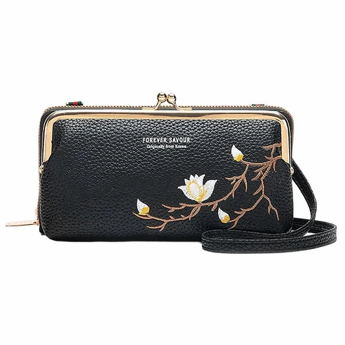 Small Crossbody Cell Phone Purse for Women Mini Messenger Wallet Black B0FLXSF3F8