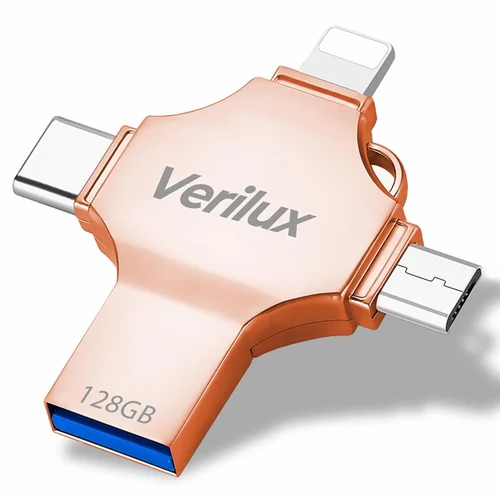 Pendrive 128GB 4 In 1 Flash Drive With Light Ning Micro USB USB A Type C Interface B0FH497K2G