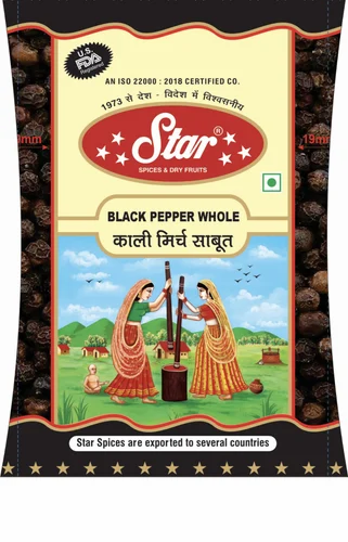 Variety: Tellicherry India Black pepper Whole, Packaging Size: 100 gm