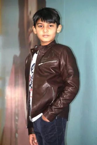 Male Brown Leather Kid Jackets