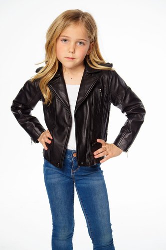 BLACK/BROWN/RED/NAVY/ORANGE Kids Leather Jacket