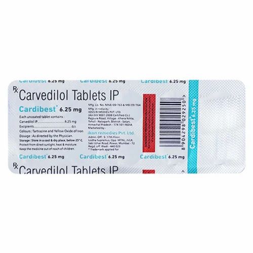 Ikon remedies Cardibest 6.25mg Tablet, For Brain And Nervous System Medicines, Packaging Type: Strips