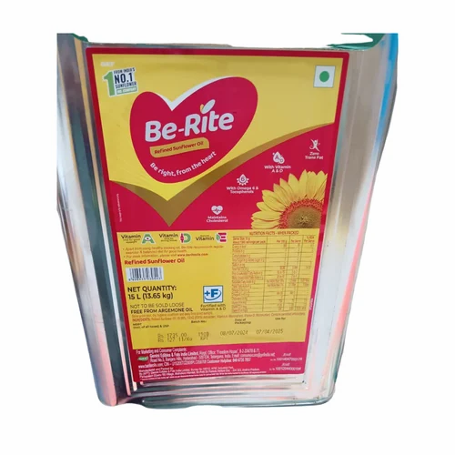 Be Right Sunflower Oil 15L Tin Pure And Healthy Cooking Oil
