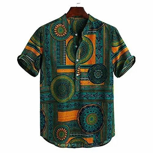 Men's Poly Cotton Lining Digital Printed Stitched Half Sleeve Shirt, Casual, Multicolour