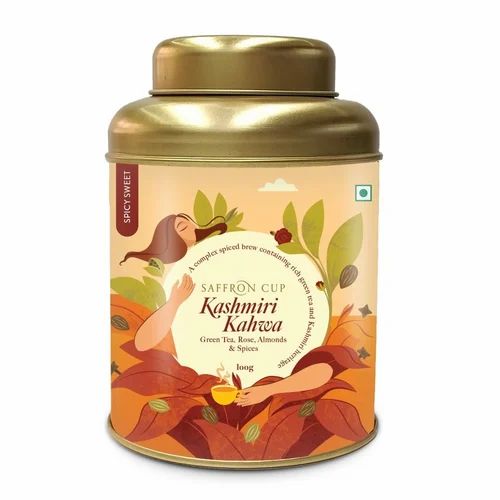 Masala Saffron Cup Kashmiri Kahwa Green Tea Natural & Sweet Kahwa Tea 100g, Packaging Type: Bottle