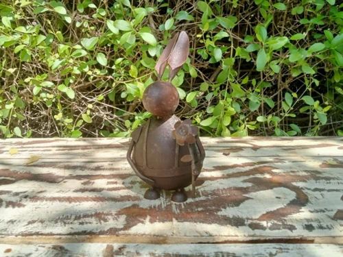 Rustic Reclaimed Metal Garden Decorative Rabbit
