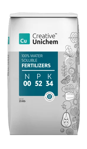 White NPK 00 52 34 water Soluble Fertilizer, 25 kg, HDPE Bag