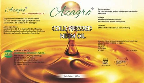 Liquid Cold Pressed Neem Oil, 50 Litre