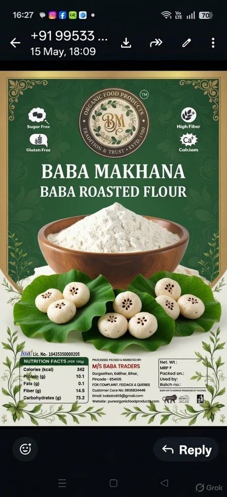 Makhana rosted flour sattu
